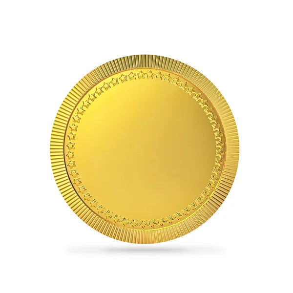 Moneda de oro en blanco, medalla de oro con ruta de recorte —  Fotos de Stock