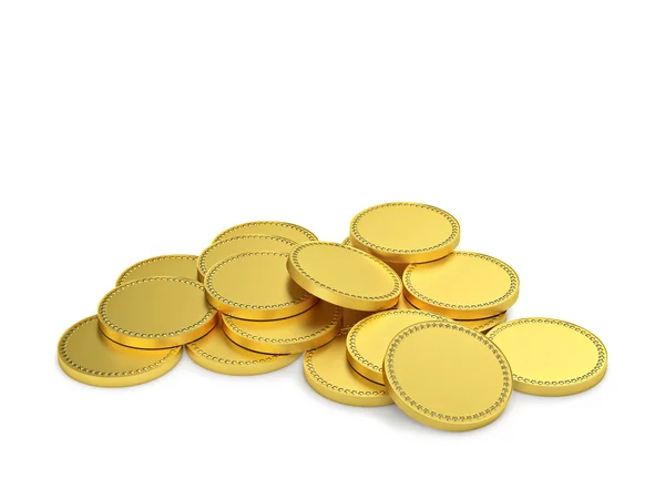 Zlaté mince izolovaných na bílém — Stock fotografie