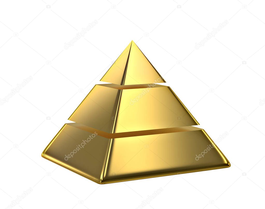 Golden pyramid isolated on white