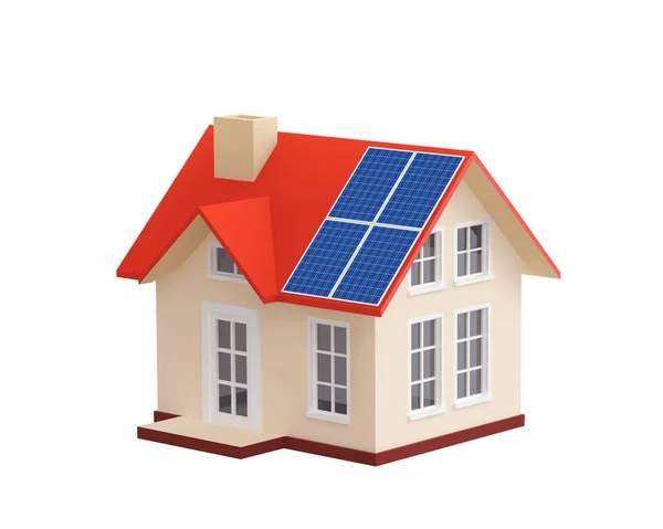 House with solar panels on a roof — Stock Photo, Image