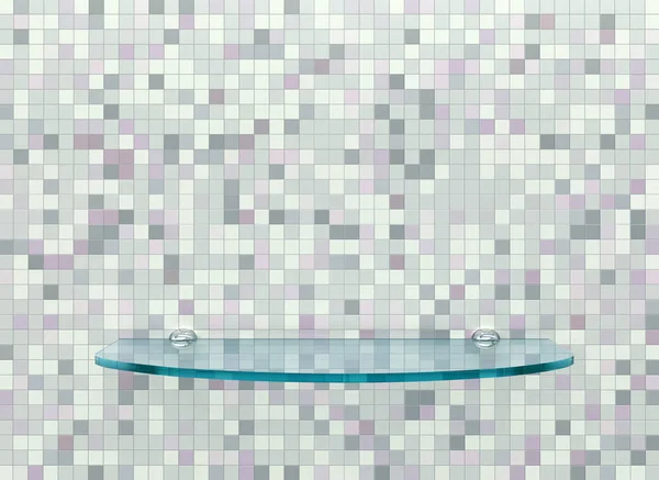 Glass shelf on a tiled wall — Stock Photo, Image