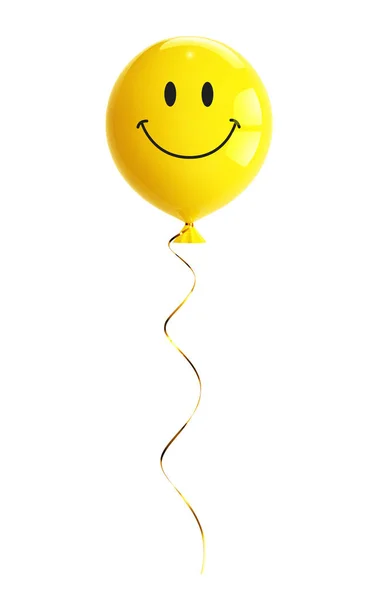 Balão amarelo com rosto de sorriso — Fotografia de Stock