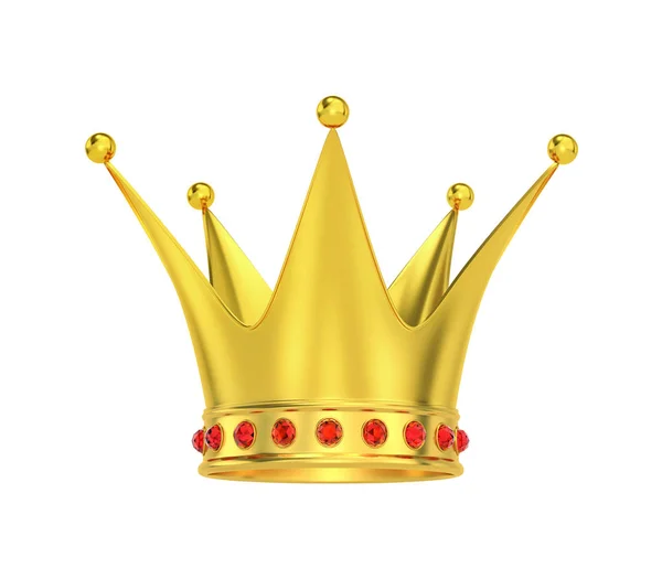 Gyllene krona med röd ädelstenar — Stockfoto