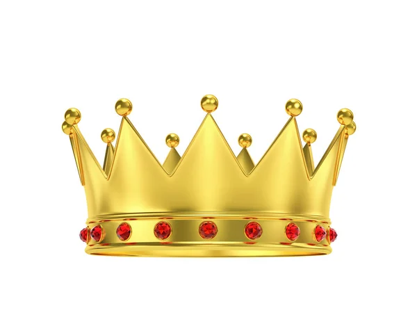 Golden crown with red gemstones — Stock Photo, Image