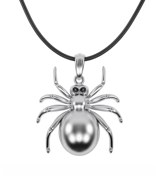 Silver glossy spider pendant — Stock Photo, Image