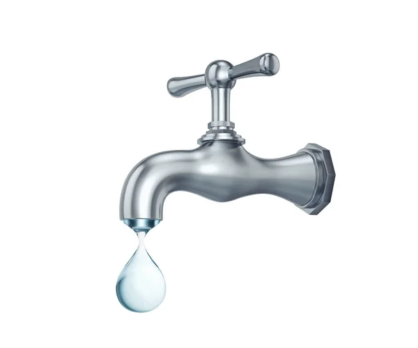 Water tap with big drop of water — Stock Photo, Image