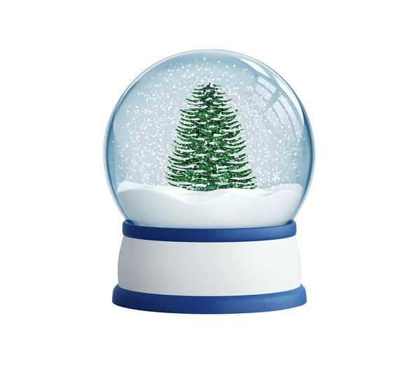 Sneeuwbol met kerstboom, met uitknippad — Stockfoto
