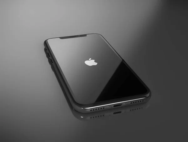 Kiev, Ukraine - December 20, 2017: 3D Render of a black iPhone X — Stock Photo, Image