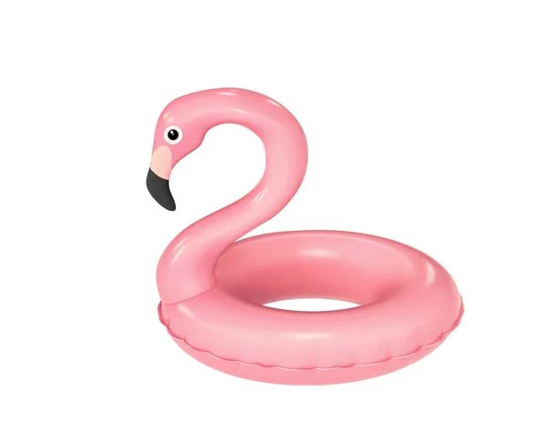 Swimming ring in shape of pink flamingo with clipping path — Stock Photo, Image