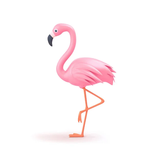 Roze flamingo geïsoleerd op wit. Inclusief knippad — Stockfoto