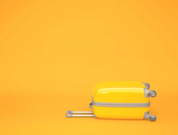 Yellow Travel Suitcase Orange Background Travel Concept Rendering — Stock Photo, Image