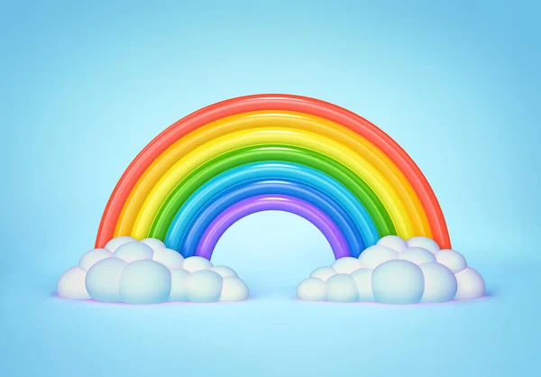 Regenbogen Mit Wolken Auf Blauem Hintergrund Rendering Mit Clipping Pfad — Stockfoto
