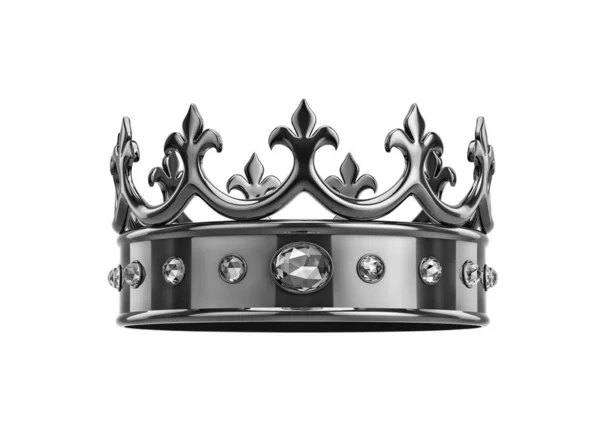 Zwarte Kroon Met Edelstenen Geïsoleerd Wit Rendering Met Knippad — Stockfoto