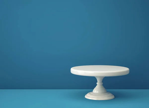 Porte Gâteau Porcelaine Sur Fond Bleu Rendu — Photo