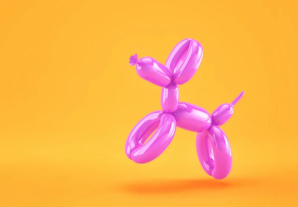 Purple Balloon Dog Orange Background Rendering — Stock Photo, Image