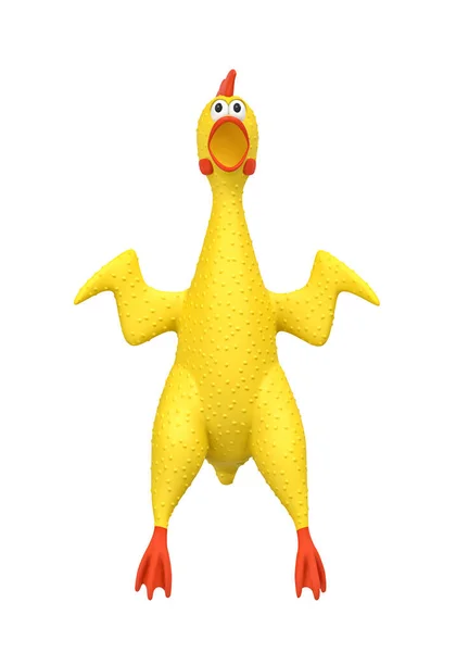 Screaming rubber chicken isolated on white background. 3D rendering