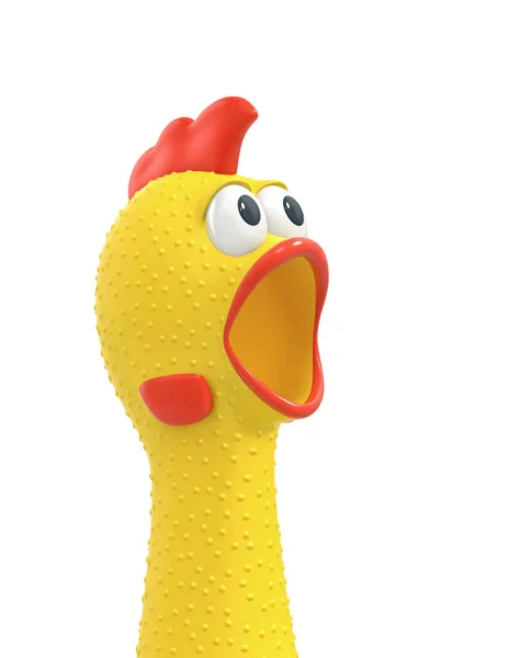 Förvånad Gummi Kyckling Chiken Huvudet Nära Isolerade Vit Bakgrund Rendering — Stockfoto