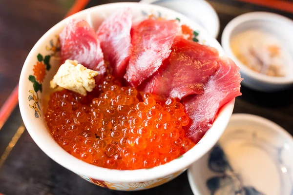 Sashimi raw fish seafood rice bowl — Stock Photo, Image