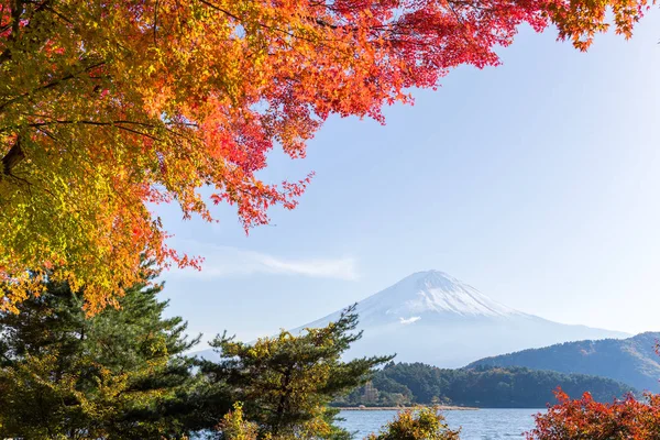 ทะเลสาบและภูเขาฟูจิซังในฤดูใบไม้ร่วง — ภาพถ่ายสต็อก
