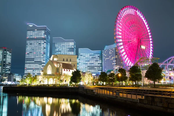 Panorama města v Japonsku v noci — Stock fotografie