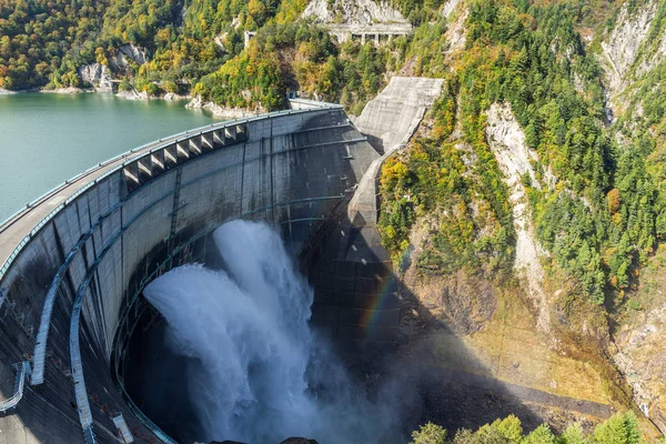 Kurobe Dam and rainbow in Japan — Stock Photo, Image