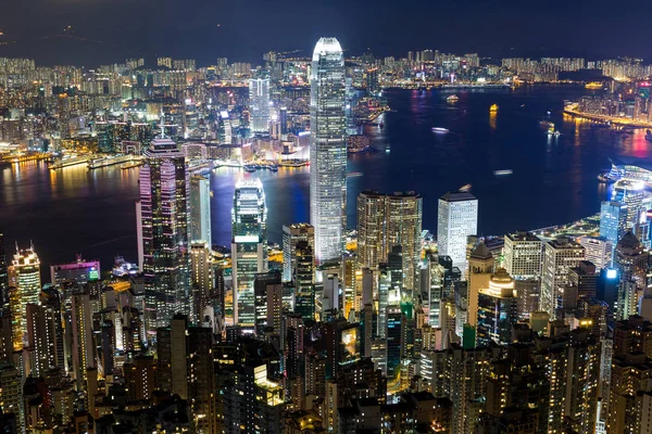 Hong kong skyline på natten — Stockfoto