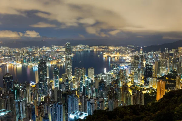 Hong kong skyline la nuit — Photo