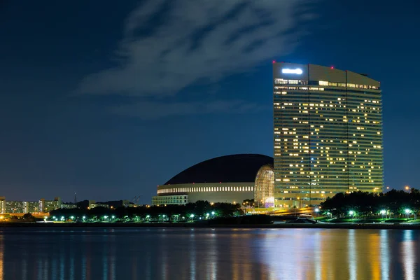 Fukuoka manzarası, gece — Stok fotoğraf