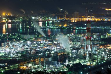 Industry factory in Japan at night clipart