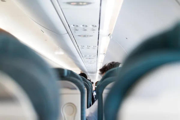 Wnętrze nowoczesne lecącego samolotu — Zdjęcie stockowe