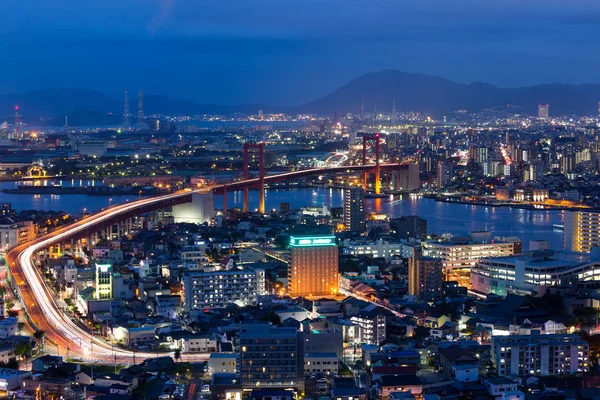 Kitakyushu skyline på natten — Stockfoto