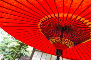 Japanese paper red umbrella clipart