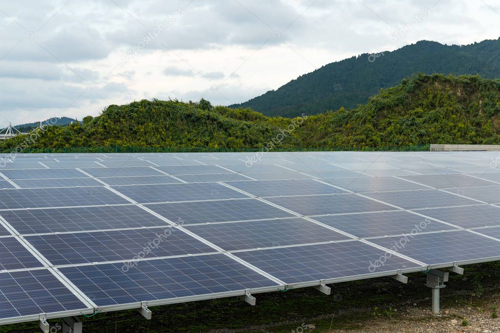 Solar panels on power plant
