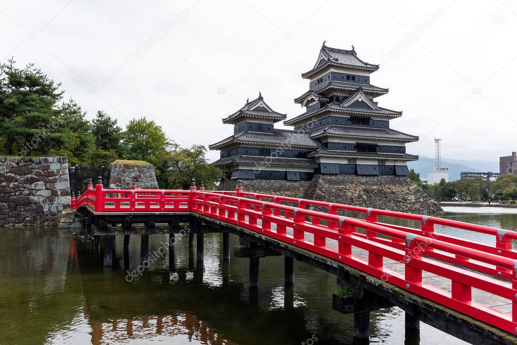 Matsumoto Castle and red bridge