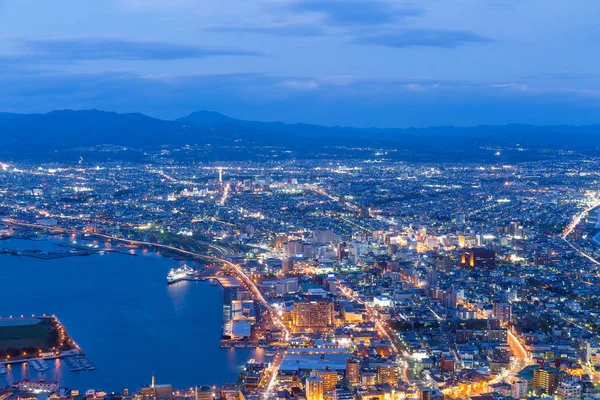 Hakodate stadsutsikt på natten — Stockfoto
