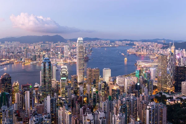 Hong Kong à noite na China — Fotografia de Stock