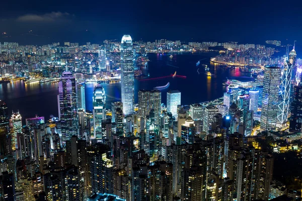 Hong kong skyline di notte — Foto Stock