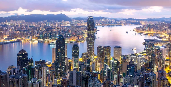 Hong Kong città all'alba — Foto Stock