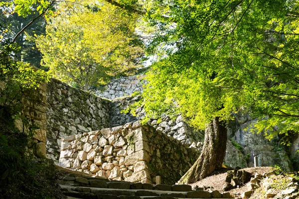 在冈山备中松山城堡的围墙 — 图库照片