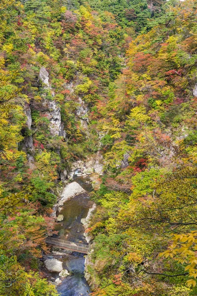 Naruko Gorge Valley com folhagem colorida — Fotografia de Stock