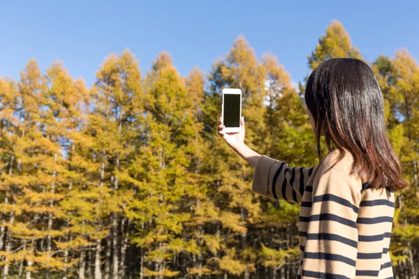 Frau fotografiert mit Handy — Stockfoto