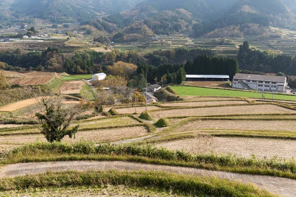 Campo cosechado y montañas —  Fotos de Stock