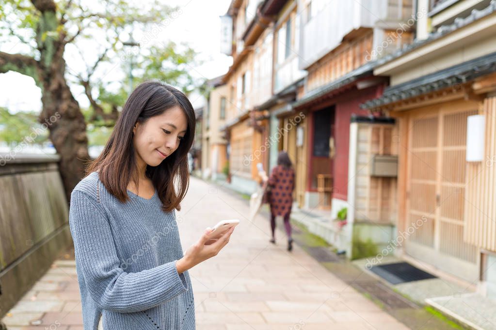 Woman using cellphone