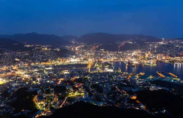 Nagasaki Panorama v noci — Stock fotografie