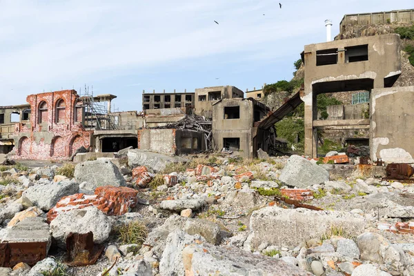 Ilha de Gunkanjima abandonada no Japão — Fotografia de Stock