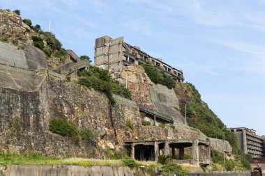 Terk edilmiş Gunkanjima Island, Japonya 
