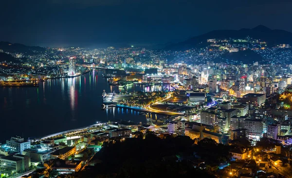 Nagasaki city in Japan at night — Stock Photo, Image