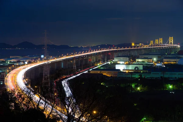 Gece Great Seto Köprüsü ve sanayi bölgesi — Stok fotoğraf