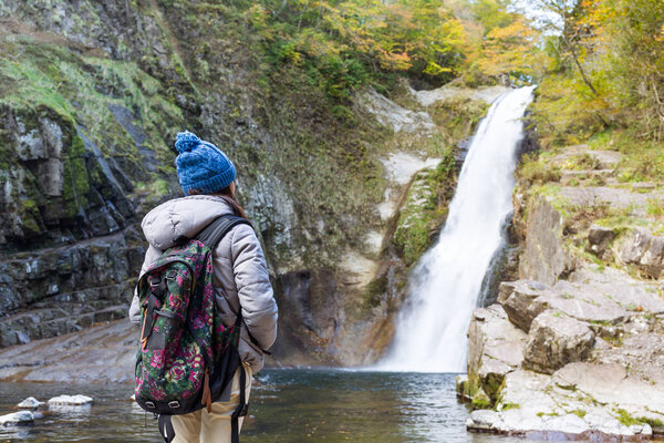 Woman hiking in forest