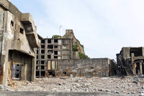 Slagskepp ön i Nagasaki city — Stockfoto